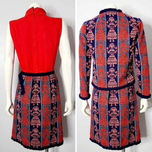 Vintage Novelty Print Set, 70s Howard Wolf, Dress and‎ Jacket Set, Tapestry Set - Picture 2 of 10